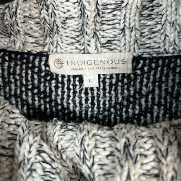 Indigenous Sweater Gray Black 100% Organic Cotton Hand-Loomed Peru Size Large - Picture 2 of 6